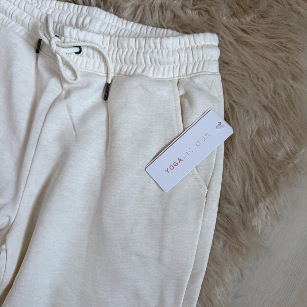 Yogalicious Cream Drawstring Track Pants - Picture 6 of 11